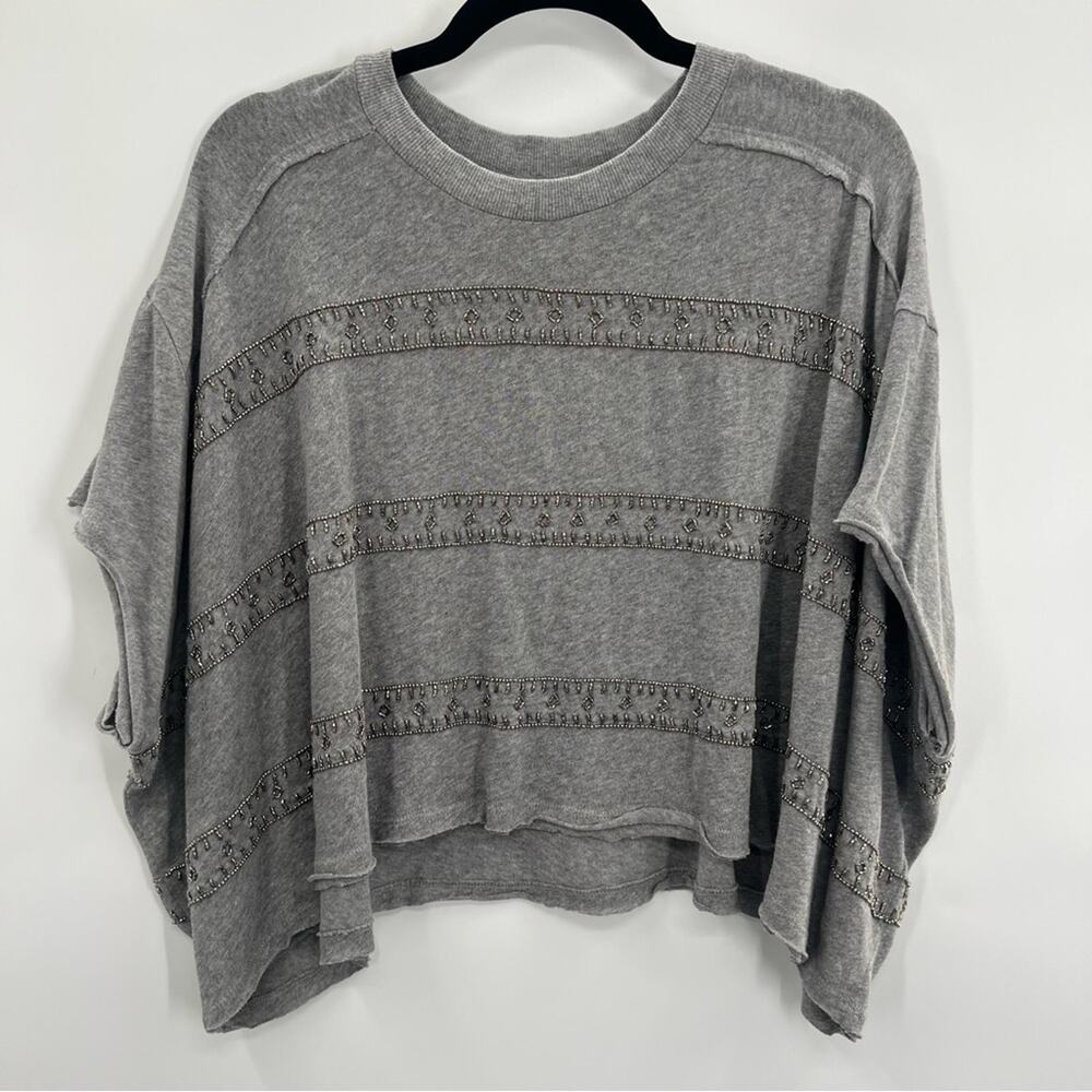 NWT Free People We The Free Sequins Embroidered Dolman Sleeve Tee Tank Top S